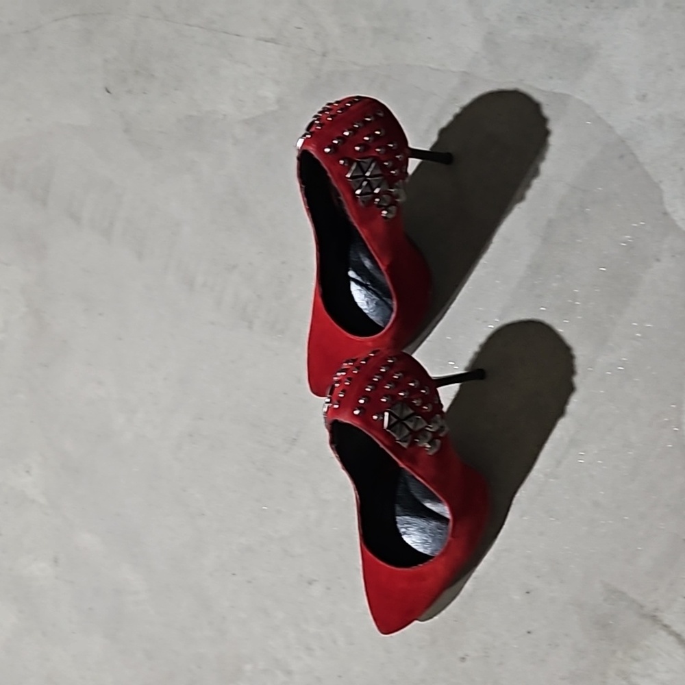 Red Studed Pumps - image 5